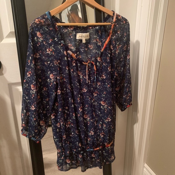 Blue Abercrombie Sheer Blouse - Picture 1 of 3